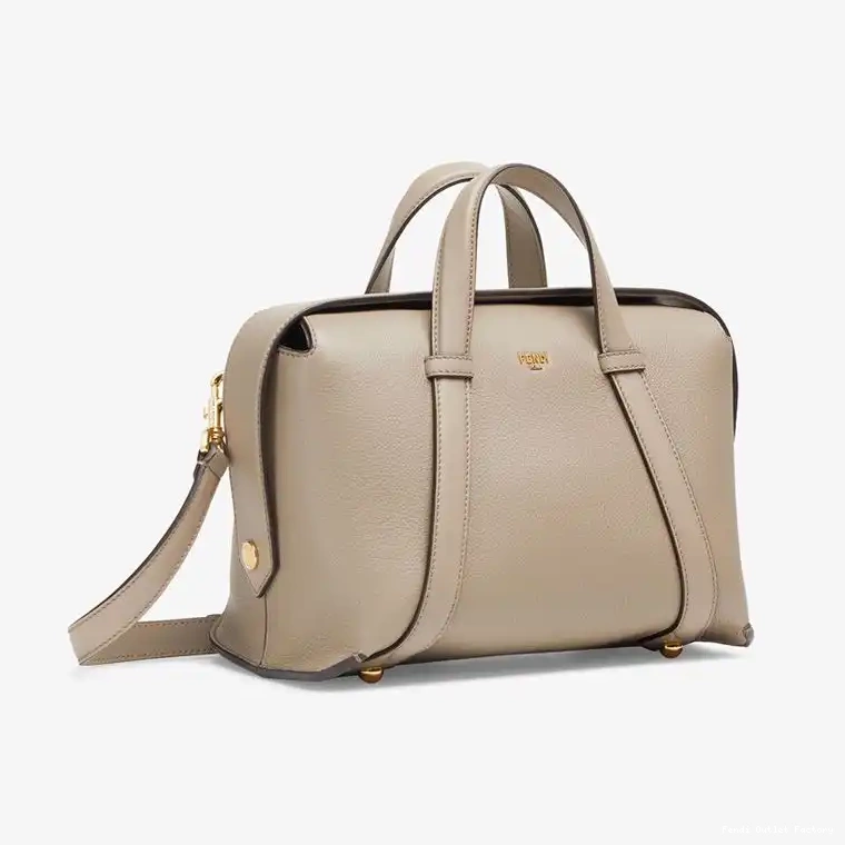 Affordable HOT Grey Boston Grained Leather Fendi In Medium 365 Bag 0617